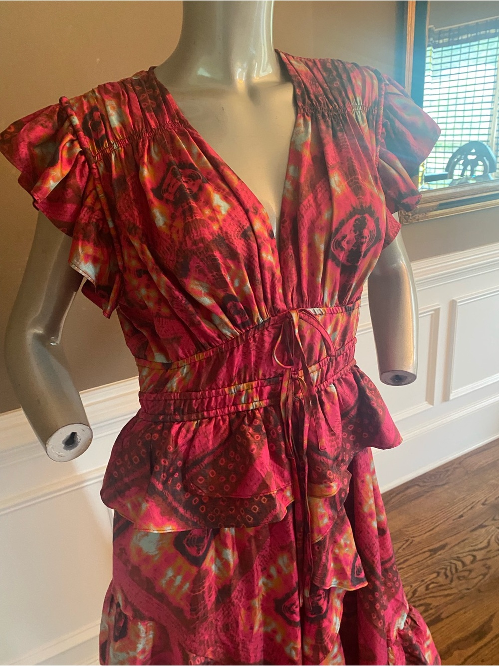 Ulla Johnson Avia Women’s Printed Ruffle-Tier Midi Dress size 8 - Picture 3 of 8